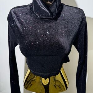 Black Glitter Crop Top